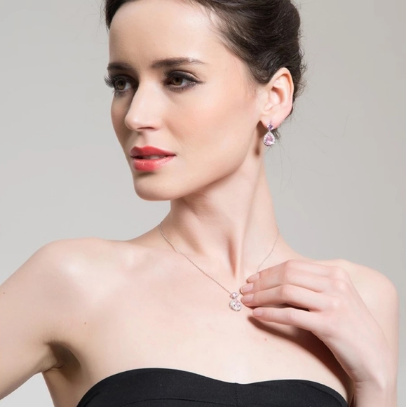 New 925 Silver Drop Color Diamond Necklace - Picture 3 of 3